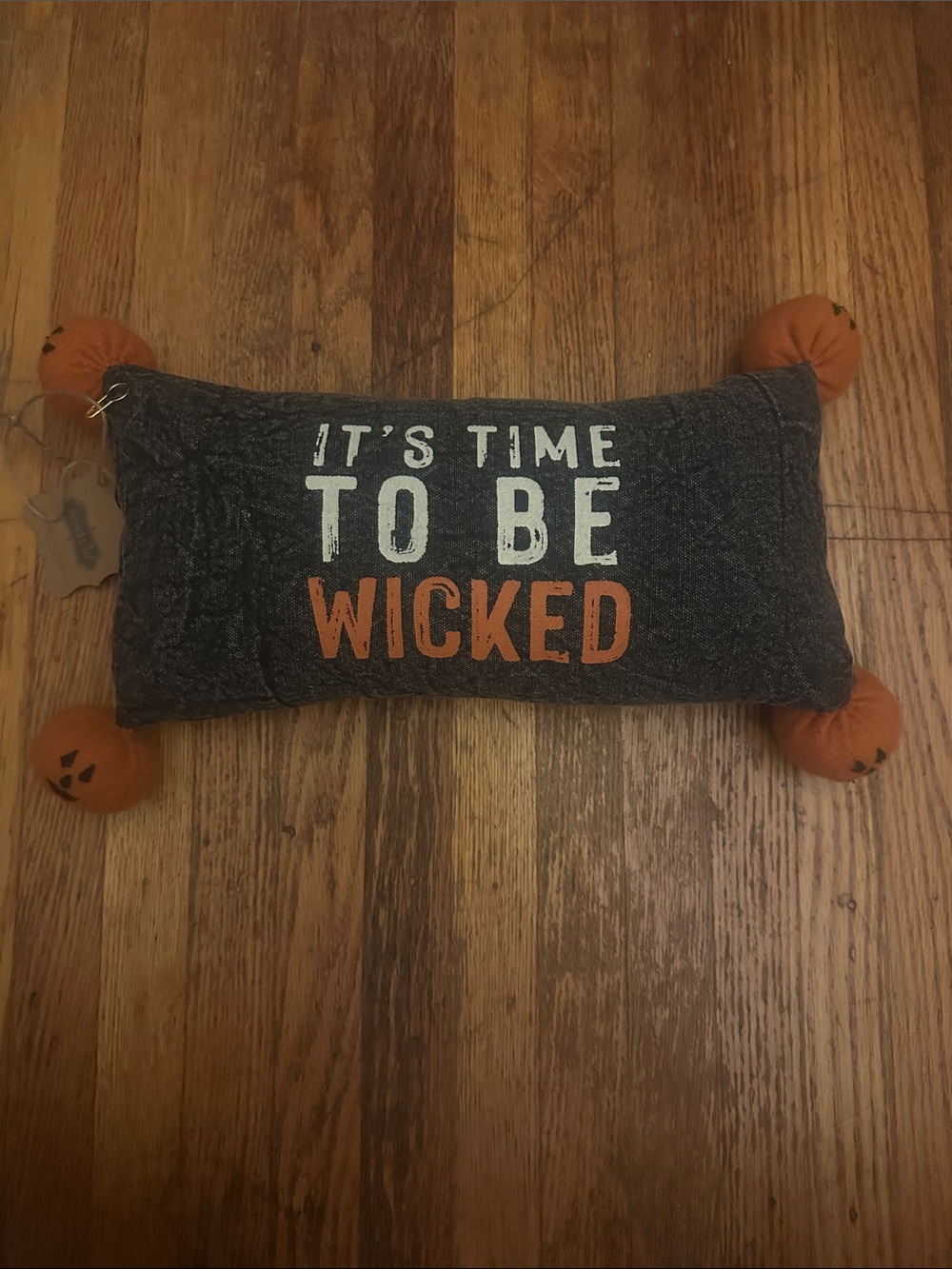 Mud Pie Black and Orange 'It's Time to Be Wicked' Halloween Pillow